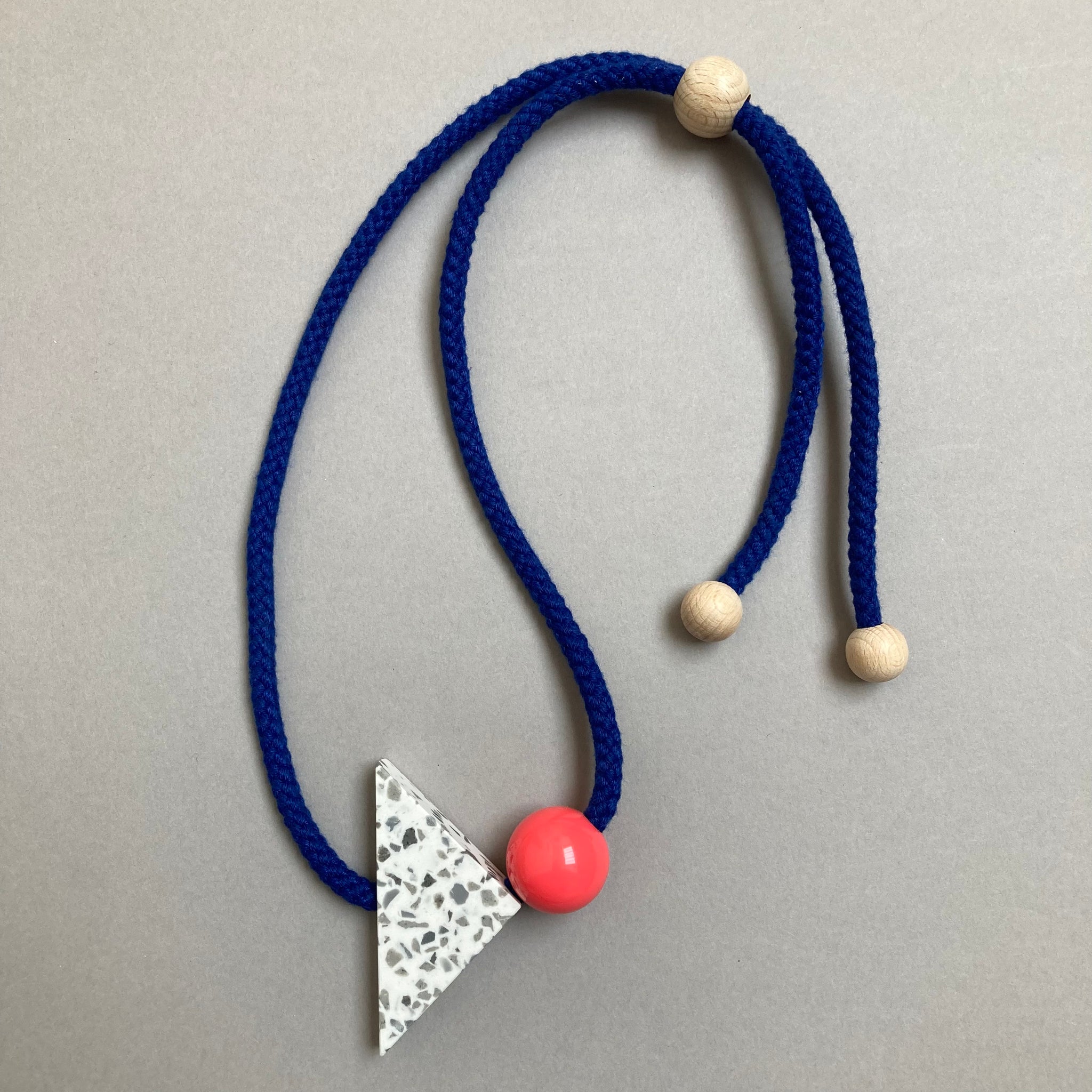 Sample necklace on blue rope